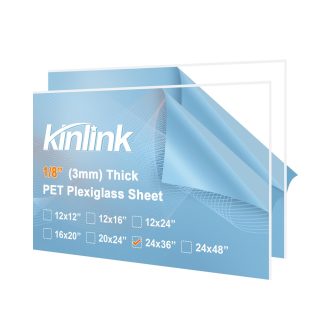 KINLINK 24x36 Plexiglass Sheets 1/8 inch Thick, 3mm Clear PET Plastic Sheet for DIY Project, Craft, Table top, Picture Frame, Acrylic Sign and Wedding Invitation 2 Pack