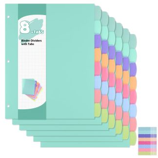 6 Sets of 48Pcs Binder Dividers with Tabs, 8 Tab Dividers for 3 Ring Binder