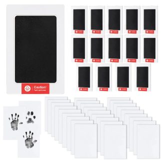 15-Set Inkless Memory Kit for Hand & Foot Prints, Pet Paw Impressions – Clean Touch Pad with Keepsake Cards,Reusable Hand and Foot Print Pad,Newborn & Pet Gift (Black)
