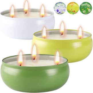 Citronella Candles Outdoor, Large Citronella Candle Set of 3, 12 oz 3 Wick Soy Candles with Natural Citronella Oil, 240 Hours Burn Time for Patio, Backyard, Deck, Garden, Camping,
