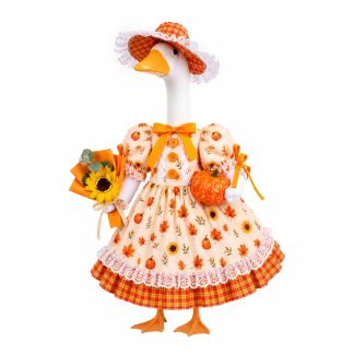 GJL Fall Porch Goose Outfit Maple Dress, Thanksgiving Porch & Yard Decor