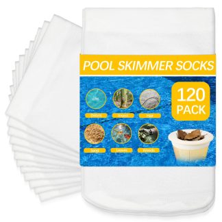 120 Pack Pool Filter Socks for Skimmer Baskets, Reusable Pool Skimmer Socks for Above Ground or Inground Pools Filter Protecting Fine Mesh Screen Basket Sock for Collecting Leaves,