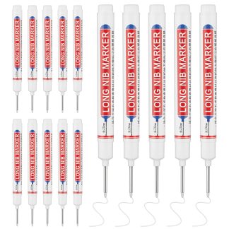 Mkobon 15 Pcs Long Nib Marker Pens with 20 mm Long Head Nose Tip, White