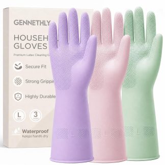 3 Pairs Rubber Dishwashing Gloves, Reusable Cleaning Gloves for Kitchen