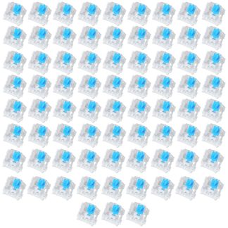 72 Pieces Blue Mechanical Keyboard Switches, 3 Pin Pre-Lubricated Clicky Key Switches, Dustproof and Waterproof Keyboard Accessories for Mechanical Gaming Keyboard