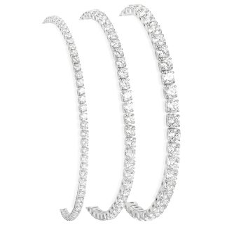 Poxtex Sterling Silver Tennis Bracelet for Women Stack, Trendy Silver Diamond Classic Bracelets Jewelry Set, Women Fashion Accessories for Watch Band