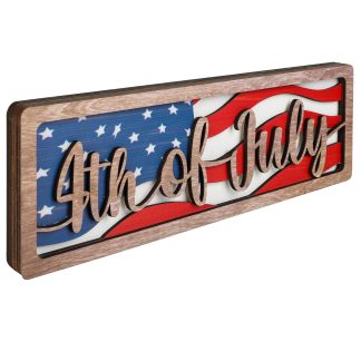 COCHIE Vintage 4th of July Decorations for Office, Home, Table, Mantel, Shelf, Desk, 4 x 11 Inch USA Flag Star Sign, Wooden Fourth of July Decor, Farmhouse Red Blue White Patriotic