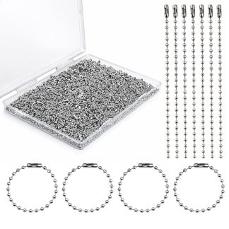 400 Pcs Long Bead Ball Chain Keychain, 3.9 Inch Silver, 2.4mm for Tags DIY