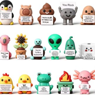 Gejoy 16 Pcs Mini Rubber You Rock Toys Set Mini Rock Figures Positive Gifts Desktop Ornaments and Decorations Inspirational Gifts for Employees, Staff, Teachers, Teams, and Friends