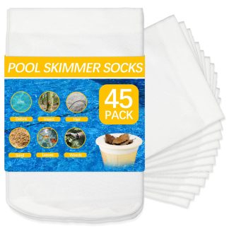 45 Pack Pool Filter Socks for Skimmer Baskets, Reusable Pool Skimmer Socks for Above Ground or Inground Pools Filter Protecting Fine Mesh Screen Basket Sock for Collecting Leaves,