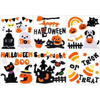 JOICEE 6 Sheets Halloween Gel Window Clings Stickers for Glass Decor