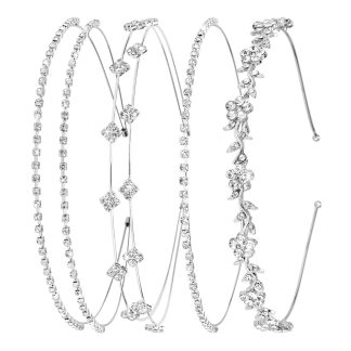 shuielai 4 Pcs Silver Rhinestone Headband, Bridal Wedding Crystal Tiara Crown Hair Accessories for Women Girls Flower Girl Prom Formal Events (sliver)