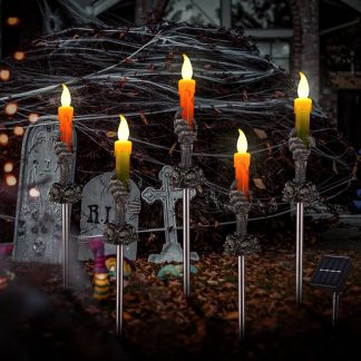 ILLUMINEW Halloween Decorations Outdoor, Solar Skull Pathway Lights