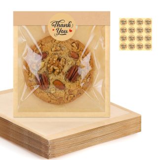 120 Pack Cookie Bags with Stickers, 5.7×6.5 In Paper Bakery Bags with Seal