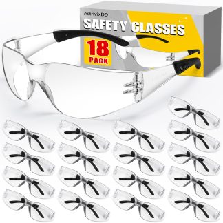 18 Pack Clear Safety Glasses for Men Women,Scratch & Impact Resistant