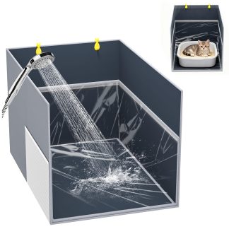 Aokeyee Waterproof Cat Litter Box Enclosure Splash Guard, 27.1"x21.6"x16.5"