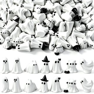 DIYDEC 70pcs Halloween Mini Ghosts Toys Miniature Resin Figurines Decor