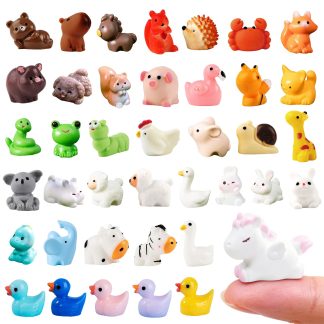 Zerobe Miniature Resin Animal Sets: Tiny Collectible Figurine Bulk Pack (Animal Mix)