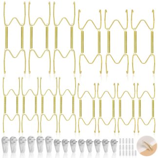 14 Pack Plate Hangers for Wall Display, 6/8/10/12 Inch Invisible Stainless Steel Plate Holders with Wall Hooks, Fit 5.5–12.5 Inch Decorative Plates, Plate Display Hangers for Home