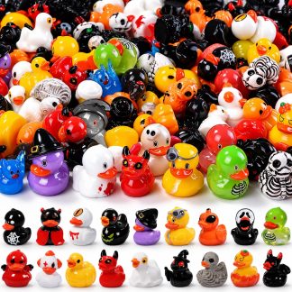 DULEFUN 61Pcs Halloween Mini Resin Duck Figures Halloween Party Favors Gift