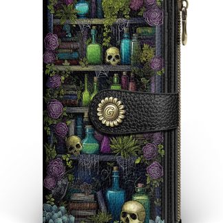 GIANCOMICS Goth Book Shelf Womens Wallet RFID, Credit Card Holder Bifold