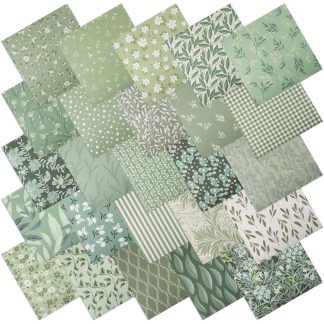 25 Pcs Sage Green Cotton Fabric Squares, 10 x 10 Inch, Precut