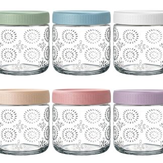 GYOSUGANG 6 pack 16 oz Overnight Oats Containers with Lids, Glass Food Storage Container, Airtight Salad Jars, Mason Jars for Overnight Oats, Yogurt, Oatmeal, Salad, Coffee, Spices