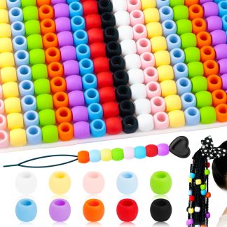 FIVEIZERO 230PCS 12x14mm Silicone Hair Beads, 10 Colors Large Hole Beads