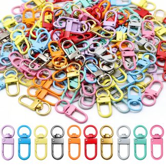 100PCS Dopamine Color Keychain - Metal Lobster Claw Clasps with 360° Swivel Snap Hooks, Colorful Key Chain Hooks for DIY Jewelry Making, Bag Charms, Purse Accessories(10 Colors) (M
