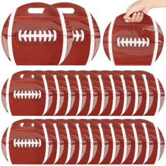 Hxezoc 25 PCS Football Goodie Bags with Handle Sealed Stand-Up Treat Candy Bags Sport Snack Bags for Boys Kids Football Theme Birthday Party Decoration Supplies