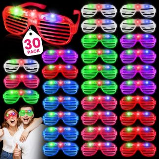 AstrivixDD 30 Pack LED Glasses, 6 Colors, Glow in The Dark Party Supplies