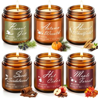 Fall Scented Candles, 6 Pack Fall Candles for Home Scented Natural Soy Wax