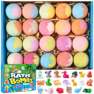 DIYDEC 20pcs Bath Bombs with Surprise Inside Bath Bombs with Mini Resin Animals for Kids Adult Valentines Easter Bubble Bath Great Gift for Christmas Halloween Boys Girls Birthday