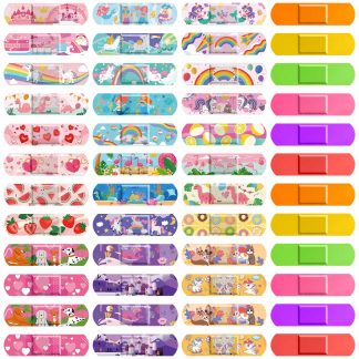Flasoo 360 Pcs Kids Cartoon Bandages 36 Styles Girls Bandages Fun Bandage Adhesive Flexible Mermaid Bandages Variety Pack Waterproof Protect Scrapes for Girls Boys Children Toddler