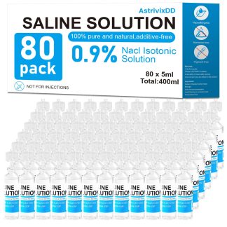 80 Pack 0.9% Saline Solution, Normal Solution for All Ages, Total 400ml