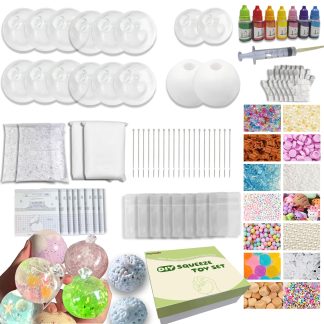 DIY Stress Ball Making Kit-Easy DIY- 16 TPR Skins, 16 Fillers, 28 oz Slime, 7 oz Clay, Create ASMR Anxiety Relief Toys, Handmade Squishy Stress Balls, Self-Care Gifts for Women, Cr