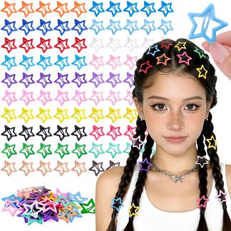100PCS Colorful Star Hair Clips,1.18Inch Y2K Star Hair Accessories Barrette