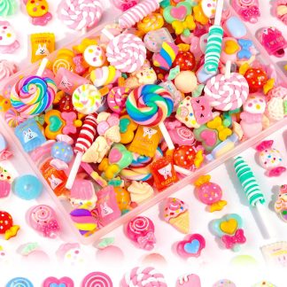 120Pcs FIVEIZERO Cute Candy Slime Charms Bulk for DIY Craft Decor