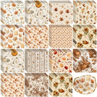 Tenceur 48 Pack 12 Styles Vintage Fall Paper Napkins for Decoupage, 13 Inch