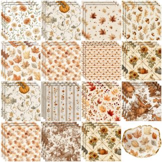 Yexiya 36 Sheet 12 Style Neutral Autumn Harvest Napkins for Decoupage